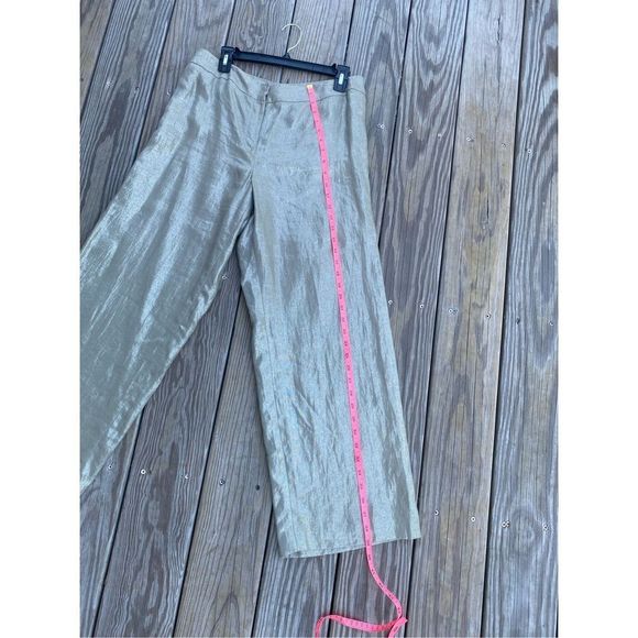 TALBOTS BRISTOL PANTS - LINEN in Metallic Gold "Flax" Size 14, MSRP $139 - Picture 7 of 9